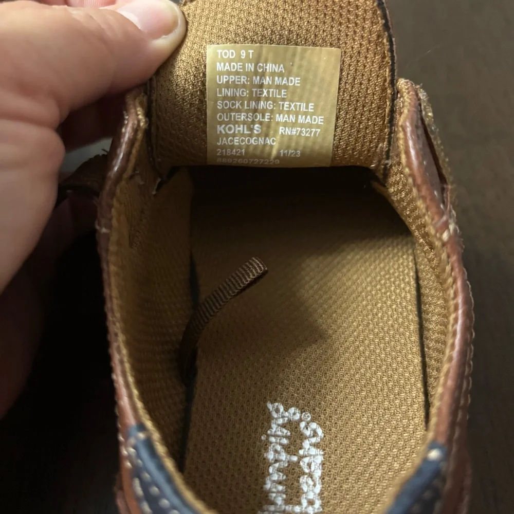 Jumping Beans Cognac Toddler Boys Dress Shoes Brown Loafers‎ Size 9T Hook Loop